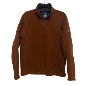 ⛰️ KUHL Pullover Fleece Rust Orange Mock Neck 1/4 zip Men's size MESIUM